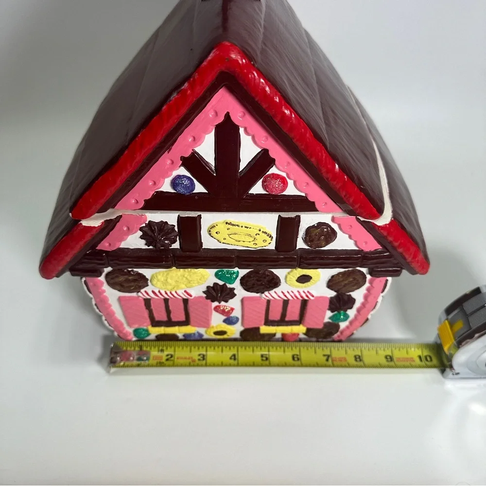 Vintage MCM Ceramic Christmas Gingerbread‎ House Cookie Jar Candy Hansel Gretel